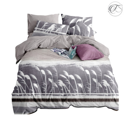 Neel Blue Double Printed Duvet Cover & 2 Matching Pillow CasesFloral Grey from B&Q