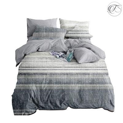 Neel Blue Double Printed Duvet Cover & 2 Matching Pillow CasesGrey & Blue from B&Q