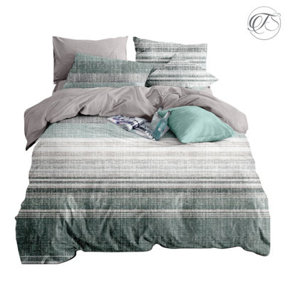 Neel Blue Double Printed Duvet Cover & 2 Matching Pillow CasesGreen from B&Q