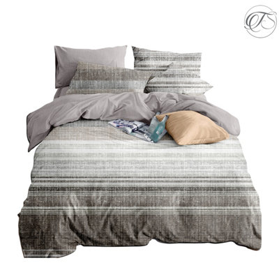 Neel Blue Double Printed Duvet Cover & 2 Matching Pillow CasesGrey from B&Q