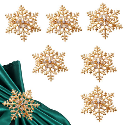 Neel Blue Snowflakes & Diamante Studded Napkin Holder Rings Serviettes BucklesGold18Pcs from B&Q