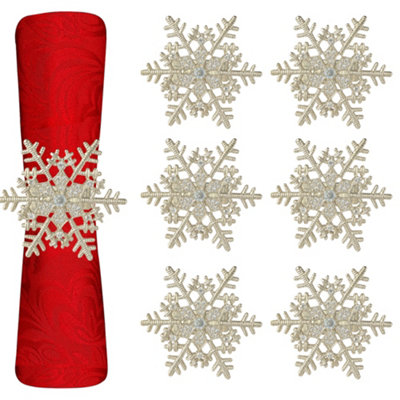 Neel Blue Snowflake Napkin RingsChristmas Napkin Holder With Diamante RhinestoneSilver6Pcs from B&Q
