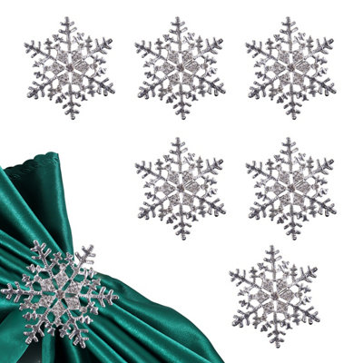 Neel Blue Snowflakes & Diamante Studded Napkin Holder Rings Serviettes BucklesSilver8Pcs from B&Q