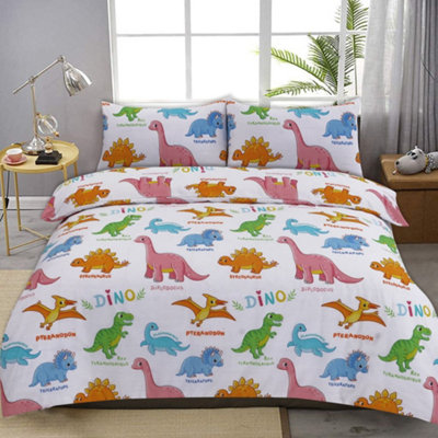 Homes & Linen Baby Dinosaur Duvet Cover Set For Kids Cute Dino Bedding With Pillowcase Soft And Breathable from B&Q