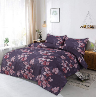 Homes & Linen Sobi Printed Microfiber 4 Piece Bedding Set Duvet Cover Fitted Sheet And Pillowcases from B&Q