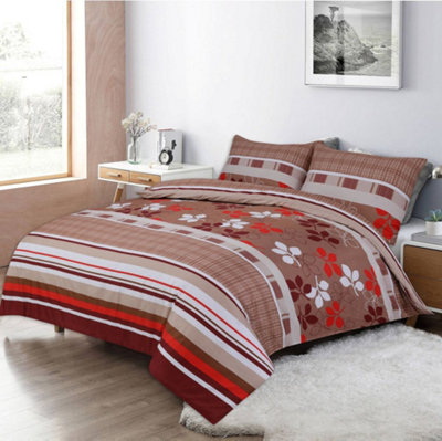 Homes & Linen Tarka Printed Microfiber 4 Piece Bedding Set Duvet Cover Fitted Sheet And Pillowcases from B&Q