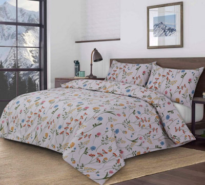 Homes & Linen Eloise Printed Microfiber 4 Piece Bedding Set Duvet Cover Fitted Sheet And Pillowcases from B&Q