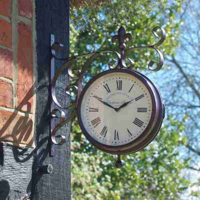 B&Q Annibells Vintage Station Garden Clock & Thermometer (8849) Dark/Grey/White