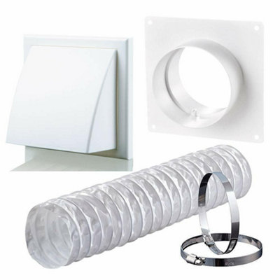 Generic 150mm Wall Vent Duct Kit White Cowl Dryer Cooker Hood Extractor Fan Kit from B&Q