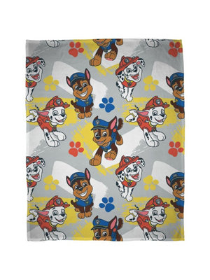 B&Q Grey/White/Yellow Paw Patrol Splodge Rotary Fleece Blanket