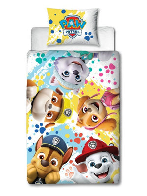 B&Q Paw Patrol Splodge Single Panel Duvet And Pillowcase Set White
