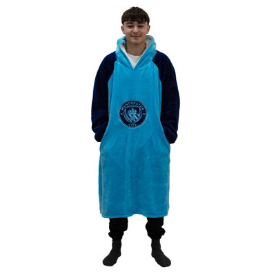 Ohs Blue Manchester City Fc Hoodie Blanket Oversized Sweatshirt Sherpa, - Medium