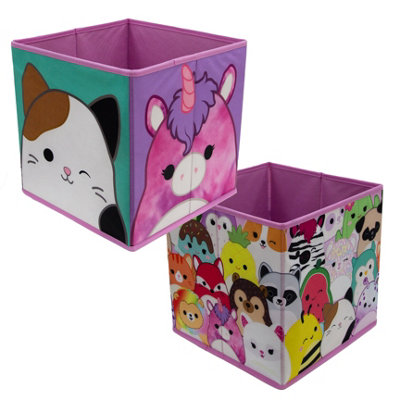 B&Q -  Squishmallows Storage Cubes 2 Pack Foldable Kids Toys Compact Organiser Box Pink