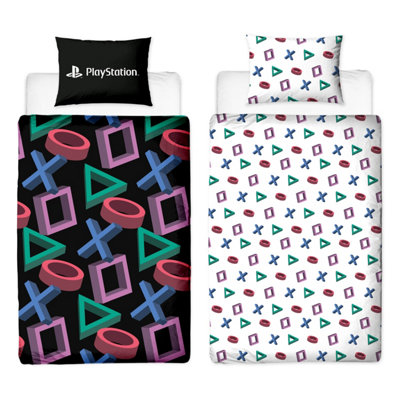 B&Q -  Playstation Single Duvet Kids Reversible Black Bedding Set Boys Quilt Cover