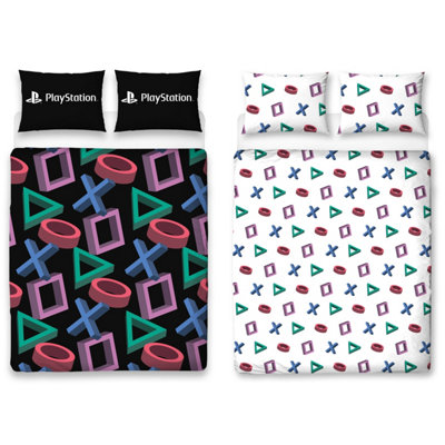 B&Q -  Playstation Double Duvet Kids Reversible Bedding Boys Gaming Set Quilt Cover