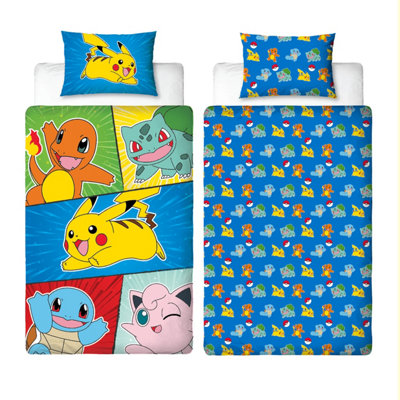 Pokemon Retro Single Polycotton Duvet Cover And Pillowcase Set from B&Q