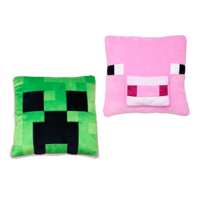 B&Q -  Minecraft Square Cushion Creeper Pig Pillow Design For Bedroom Sofa 35 X 35Cm