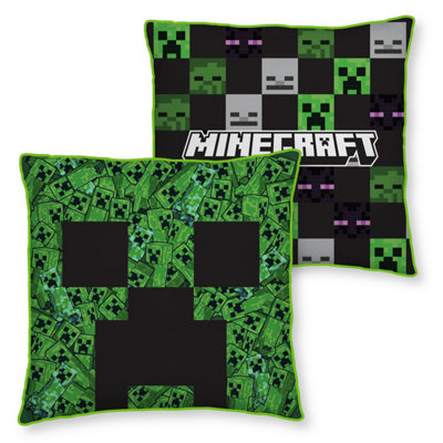 B&Q -  Minecraft Square Cushion Creeper Pillow Green Design For Bedroom Sofa 40 X 40Cm