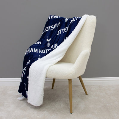 B&Q -  Tottenham Fc Sherpa Back Blanket Fleece Blue Spurs  Football Throw 120Cm X 150Cm