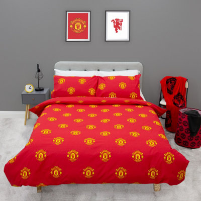 Man United Red/White/Black Manchester United Patch Double Rotary Duvet Size 2