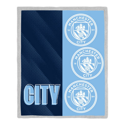 MAN CITY Manchester City Fc Tackle Sherpa Fleece Blanket from B&Q