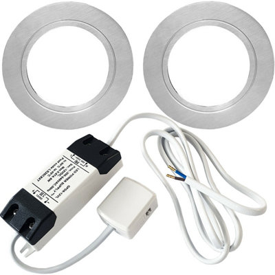 B&Q Brushed Nickel Round Led Under Cabinet Lights With Driver Kit - Natural 4000K White
