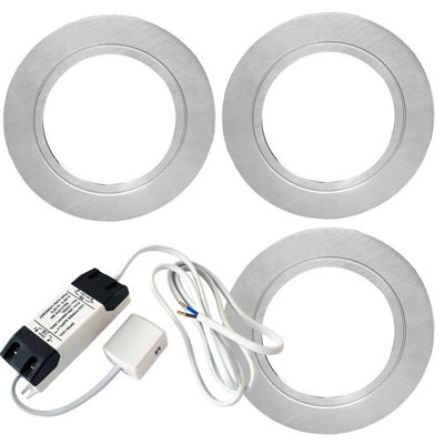  - Brushed Nickel Round Flush Under Cabinet Kitchen Light Kit With Natural White Led
