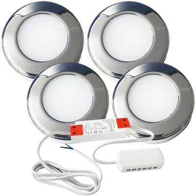 4-Pack Chrome Round Led Under Cabinet Lights With Driver KitNatural White 4000K from B&Q