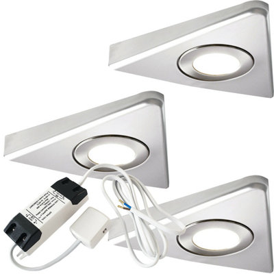 Brushed Nickel Triangle Under Cabinet Kitchen Light And Driver Kit With Natural White Led from B&Q
