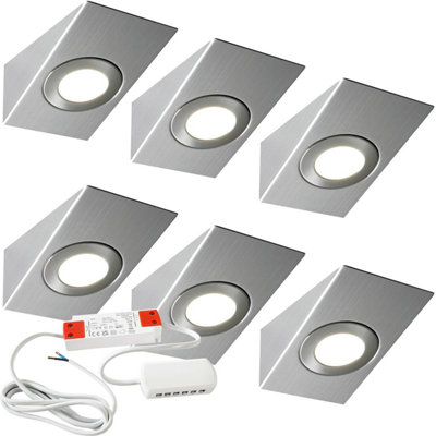 B&Q Brushed Nickel Under Cabinet Led Kit With Driver - Natural 4000K Light/White