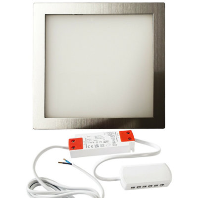 B&Q Brushed Nickel Ultra-Slim Square Under Cabinet Kitchen Kit With Natural Led Light/White