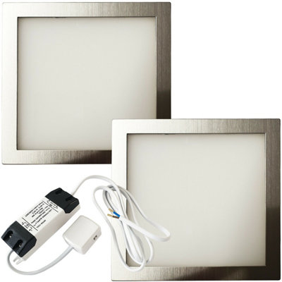 2-Pack Brushed Nickel Ultra-Slim Square Under Cabinet Led Kitchen Lights With DriverWarm White Glow from B&Q