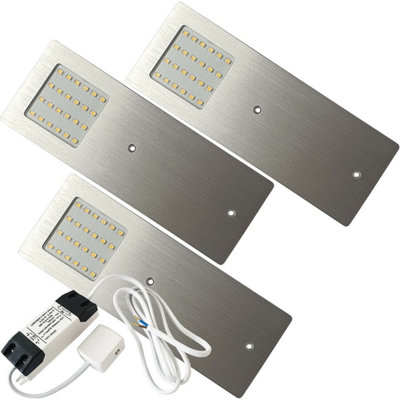 3X Ultra-Slim Aluminium Under Cabinet Kitchen Lights With Natural White Led Driver Kit from B&Q