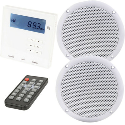 B&Q -  Wall Mounted Micro Bluetooth Amplifier & 2 Ceiling Speaker Kit Stereo Hifi Music