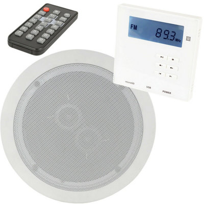 B&Q -  Wall Mounted Mini Bluetooth Amplifier & 1 Stereo Ceiling Speaker Kit Stereo Hifi