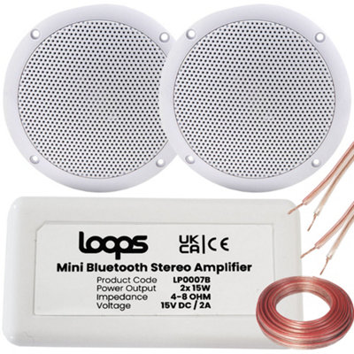 B&Q -  Smart Home Bluetooth Amplifier & 2X Ceiling Mini Speaker Kit Compact Hifi Amp