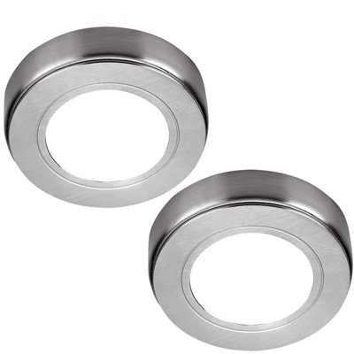  - Brushed Nickel Under Cabinet Led Light Kit2X Natural White Spotlights For Kitchen Lighting