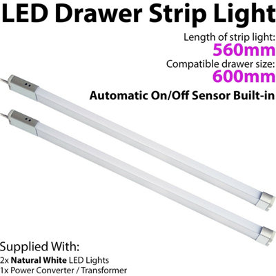  - Automatic Led Drawer Strip Lights With Pir SensorSet Of 2 For Kitchen Cupboards