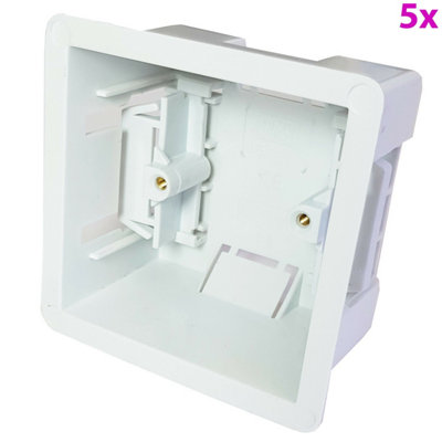  - 5X 47mm Deep Plasterboard Back Box Single Dry Lining Wall Flush Mount Pattress