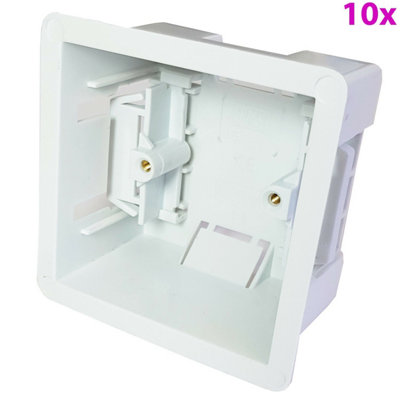  - 10X 47mm Deep Plasterboard Back Box Single Dry Lining Wall Flush Mount Pattress