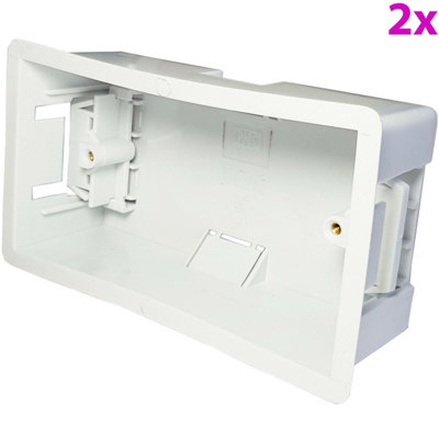  - 2X 47mm Deep Plasterboard Back Box Double Dry Lining Wall Flush Mount Pattress