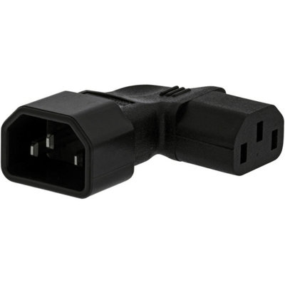 B&Q Right Angled Iec Adapter Male Kettle (C14) To Female (C13) Flat 10A Power Plug