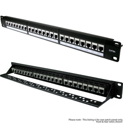  - 24 Port Way Cat6A Patch Panel 1U 19" Rack Mount Shielded Rj45 Ethernet Network