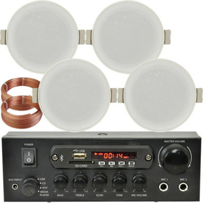 Loops Bluetooth Ceiling Music Kit Pro Amp & 4 Low Profile Speakers Stereo Hifi Sound from B&Q