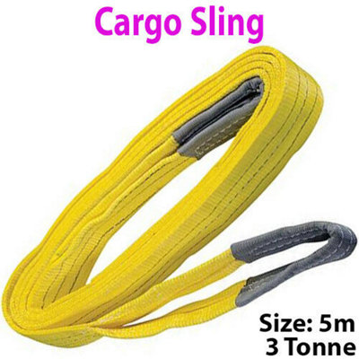 5M 3 Tonne (3000Kg) Flat Webbing Strong Cargo Sling Lifting Crane Hoist Strap from B&Q