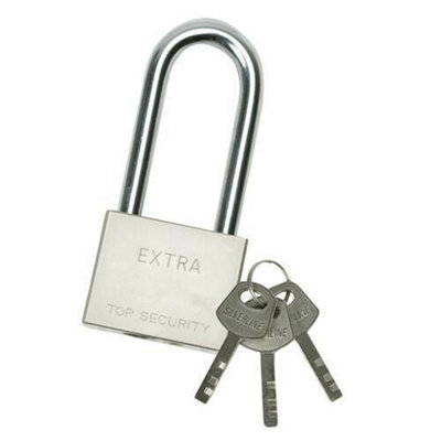 B&Q 60Mm Steel Keyed Padlock Long Security Shackle Secure Gate Key Lock Shed Safe