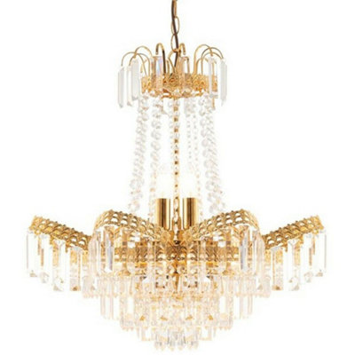 Hanging Ceiling Pendant Light Gold & Glass 9 Light Chandelier Lamp Bulb Fitting from B&Q