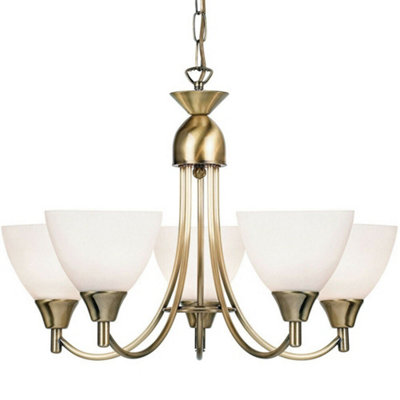 Hanging Ceiling Pendant Light Antique Brass 5X Shade Lamp Bulb Holder Fitting from B&Q