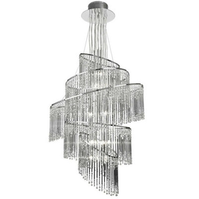 Ceiling Chandelier Pendant Light Glass & Chrome 24X Bulb Feature Lamp Holder from B&Q