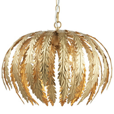  - 3 Light Ceiling Pendant Floral Gold Shade Hanging Feature Lamp Bulb Chain Rose